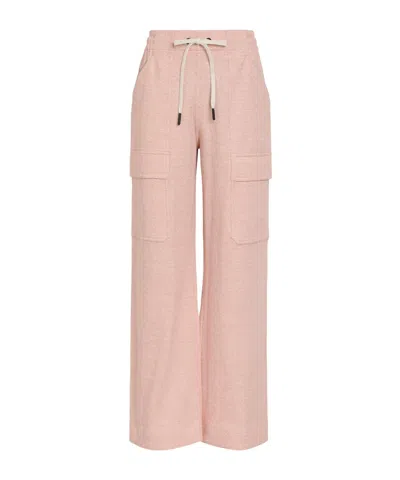 Moncler Drawstring Wide-leg Cargo Pants In Nude