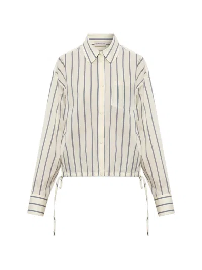 Moncler Drawstring-details Striped Cotton Shirt In Gold