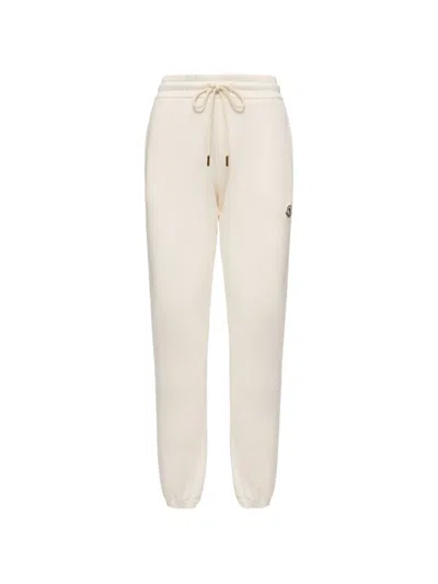 Moncler Drawstring-waist Logo-patch Track Pants In Neutral