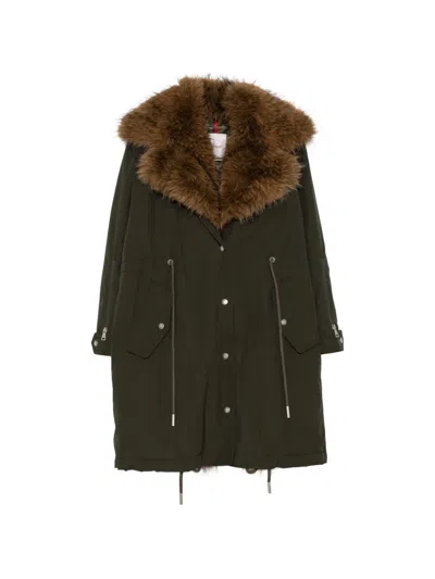 Moncler Drawstring-waist Parka Coat In Green