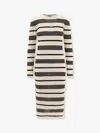 Moncler Stripe Long-sleeve Midi Dress In White