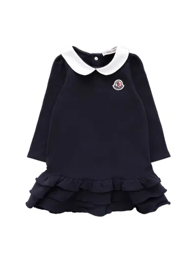 Moncler Stylish Logo Dress For Girls In Blue