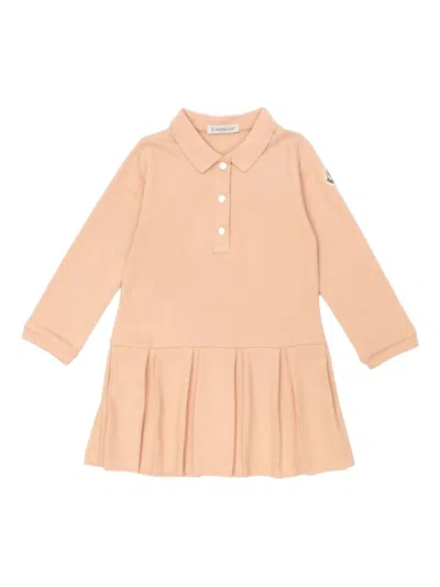 Moncler Mini Dress With Logo For Girls In Brown