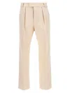 Moncler Trousers Drill Button Detail In Beige