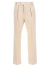 Moncler Trousers Drill Button Detail In Light Beige