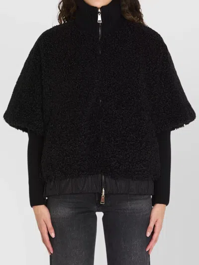 Moncler Dual Fabric Reversible Cape In Black