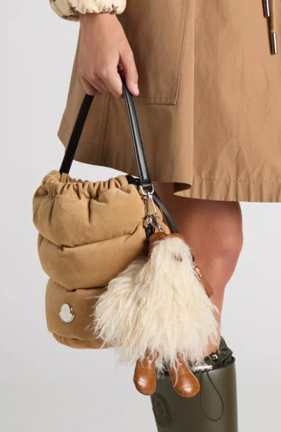 Moncler Duck Faux Fur Bag Charm In Brown