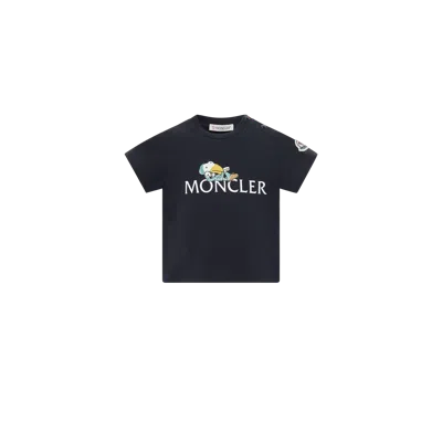 Moncler Kids' T-shirt En Coton À Logo Canard In Blue
