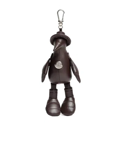 Moncler Duck-shaped Key Ring In Brown