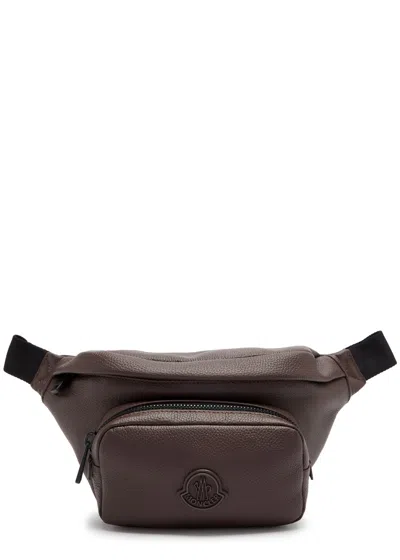 Moncler Durance Grained Leather Belt Bag In Brown