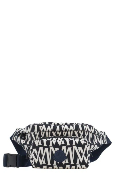 Moncler Durance Monogram-print Belt Bag In Black