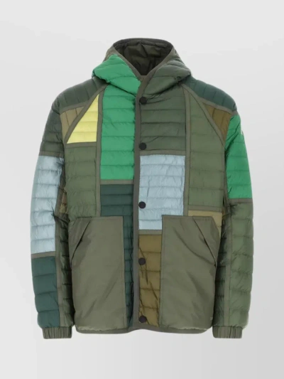 Moncler Green Raron Patchwork Padded Jacket In Khaki
