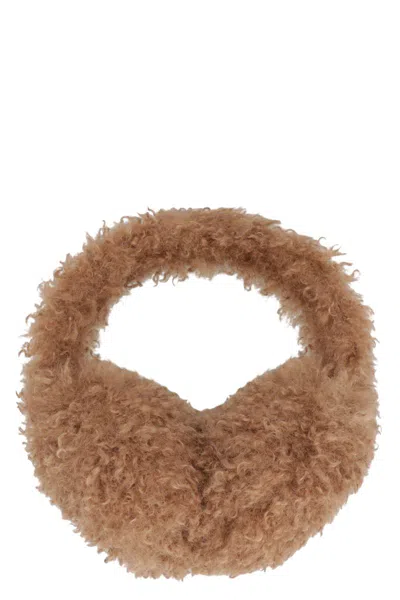 Moncler Ear Cushions Stuffed With Teddy Effect Fleece In Brown