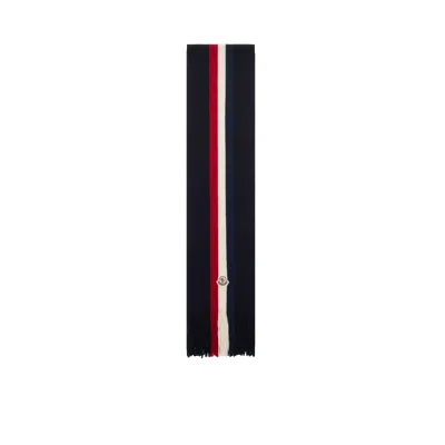 Moncler Écharpe En Laine Tricolore In Black