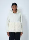 Moncler Textured Hooded Blazer Long Sleeves In White