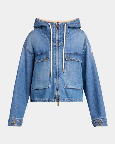Moncler Ecrevisse 3-in-1 Denim Down Jacket In Blue