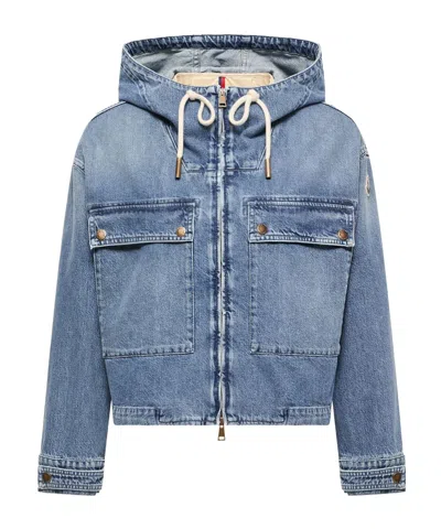 Moncler Ecrevisse 3-in-1 Denim Down Jacket In Blue