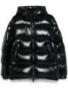 Moncler Glossy Finish Down Jacket With Quilted Design In Black