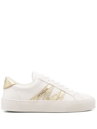 Moncler Ecru Sneakers With Contrasting Branded Heel