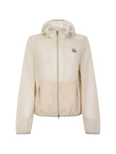 Moncler Edasic Logo-patch Hooded Jacket In Neutral