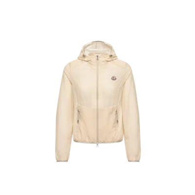 Moncler Veste À Capuche Edasic En Seersucker, Femme, Blanc, Taille: 5 In Neutral