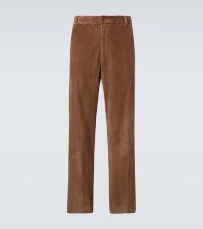 Moncler Edit Cotton Corduroy Straight Pants In Brown