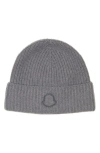 Moncler Edit Logo Embroidered Cashmere Beanie In Gray