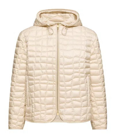 Moncler Eglantier Hooded Geometric-quilted Short Down Jacket In Neutral