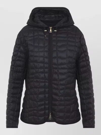 Moncler Eglantier Hooded Quilted Long Sleeve Jacket In Black