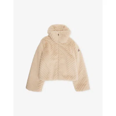 Moncler Kids' Eira Collared Faux-fur Jacket 4-14 Years Miscellaneou In Neutral