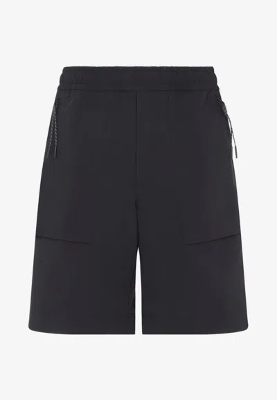 Moncler Elastic-waist Bermuda Shorts In Black