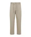 Moncler Cotton Trousers With Belt Loops And Drawstring In Nude