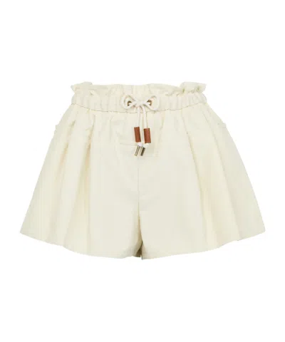 Moncler Elastic Waist Shorts In Neutral