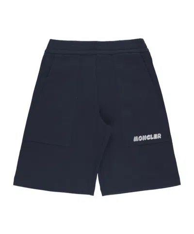 Moncler Elastic Waist Shorts In Blue