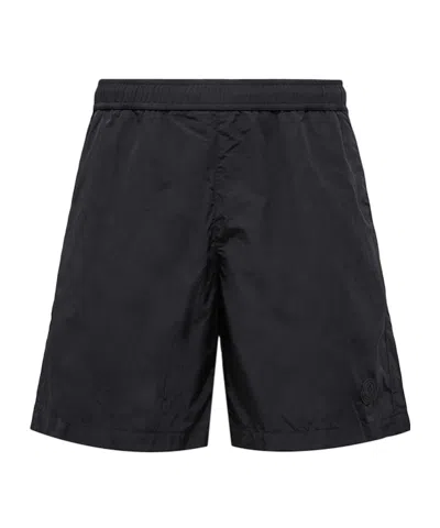 Moncler Elastic Waist Shorts In Blue