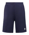 Moncler Loose Fit Cotton Bermuda Shorts In Blue Coral