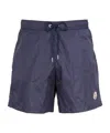 Moncler Nylon Swim Trunks With Logo Patch On The Front In Blue