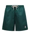 Moncler Elastic Waist Swimming Trunks In Green