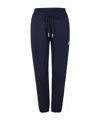 Moncler Logo Cotton Blend Fleece Sweatpants In Blue