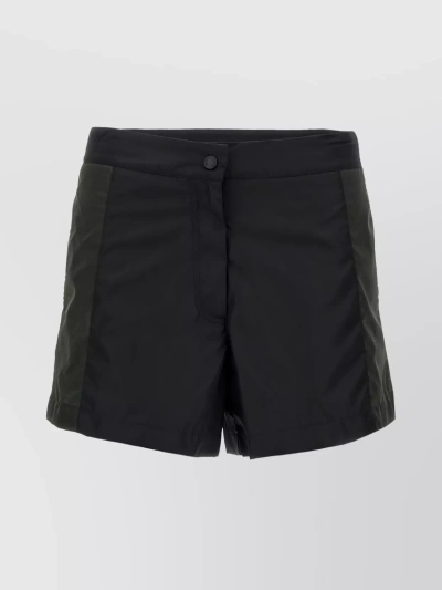 Moncler Elastic Waistband Contrast Panel Shorts In Black
