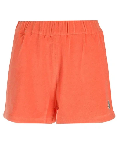 Moncler Elastic Waistband Shorts In Orange