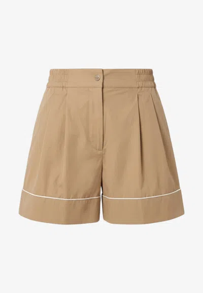 Moncler Elasticated Bermuda Shorts In Brown