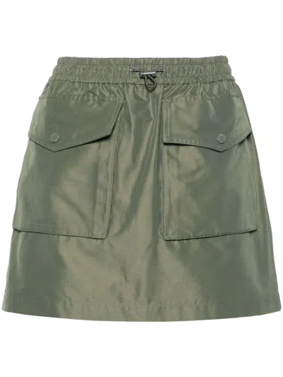 Moncler Elasticated-waist Cargo Mini Skirt In Russian Olive