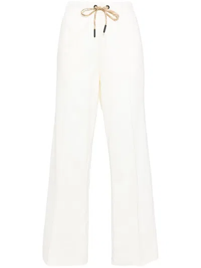 Moncler Grenoble Women Cotton-and-linen-blend Track Pants In Cream