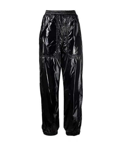 Moncler Elasticated-waist Patent Trousers In Black