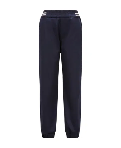 Moncler Elasticated-waist Tapered-leg Trousers In Blue