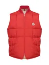 Moncler Elberton Tech Square-quilted Down Vest In Red