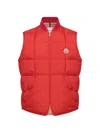 Moncler Elberton Tech Square-quilted Down Vest In Red