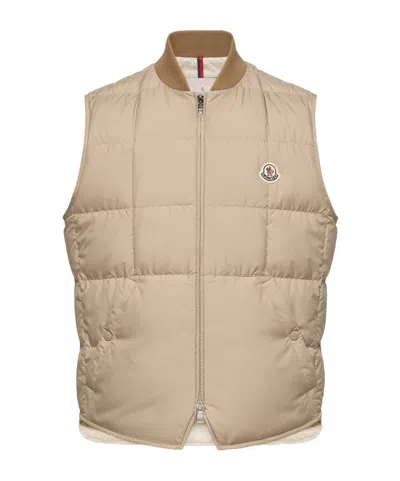 Moncler Elberton Square-quilted Down Vest In Neutral