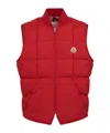 Moncler Elberton Tech Square-quilted Down Vest In Red